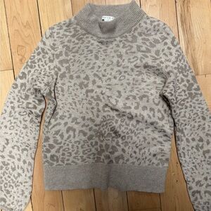 Veronica Beard Cowl Neck Leopard Sweater - Beige